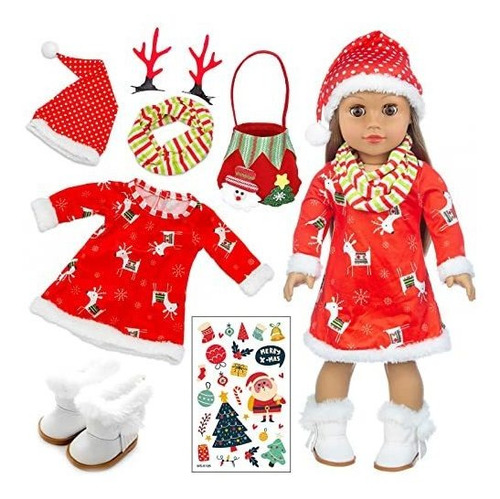 Ropa De Muñeca De Navidad Y Accesorios Conjunto Pgb4c