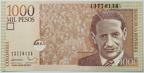 Billete 1000 Pesos 10/jun/2011 Colombia Unc