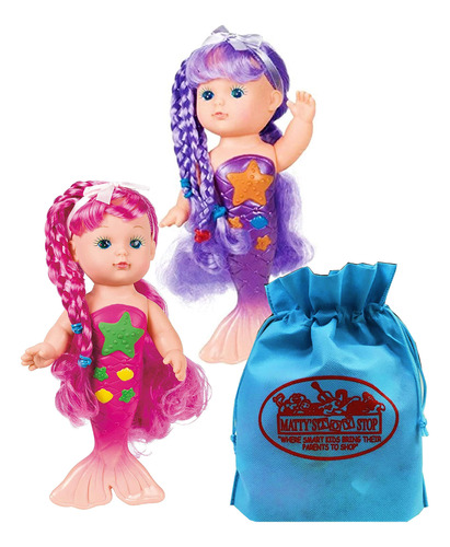 Toysmith Magic Mermaid Bathtime Dolls (9.0 in) Rosa Y Azul.