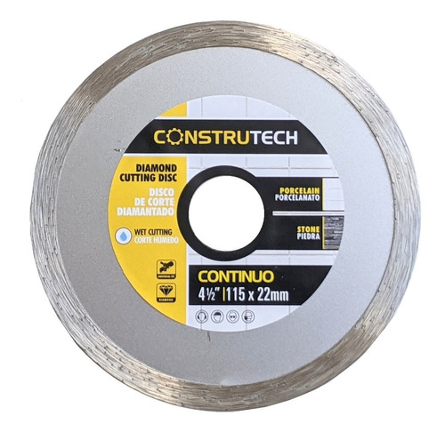 Disco Diamantado Continuo 4,5 / 115mm 13.300 Rpm Construtech