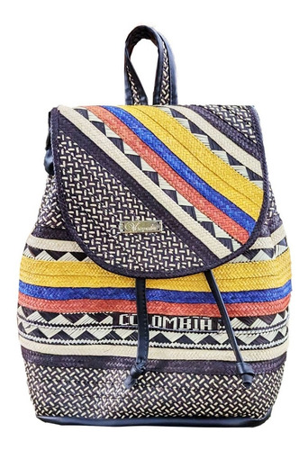 Bolso Artesanal Tipo Morral Tejido En Caña Flecha Colombia