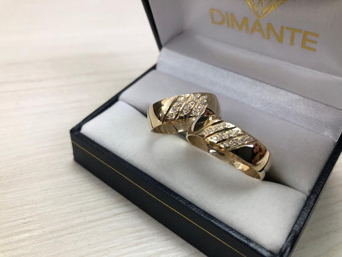 Imagen 1 de 7 de Anillos De Boda Oro 10k Zirconia 6mm