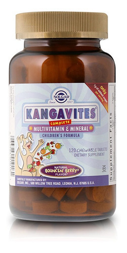 Comprimidos multivitamínicos Kangavites para crianças 120 tabletes. Sabor saltitante de frutas vermelhas