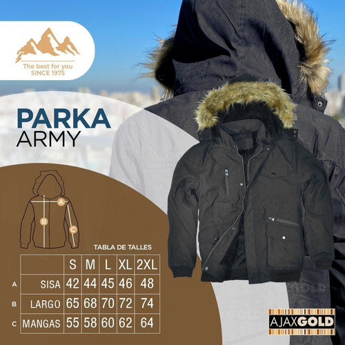 Imagen 5 de 6 de Campera Parka Hombre Invierno Forrada Gabardina Piel Lluvia