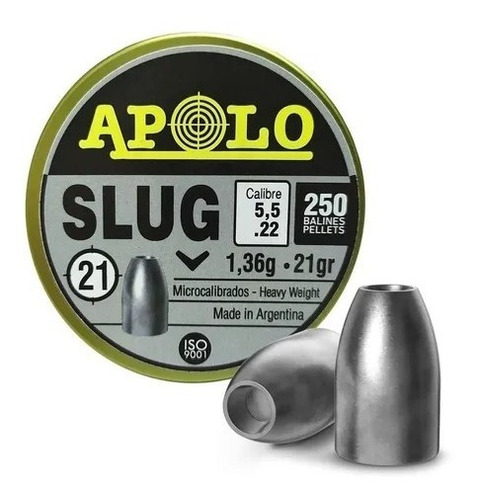 Chumbos Apolo Slug 5.5mm X 250 Uni Precisión Y Potencia 