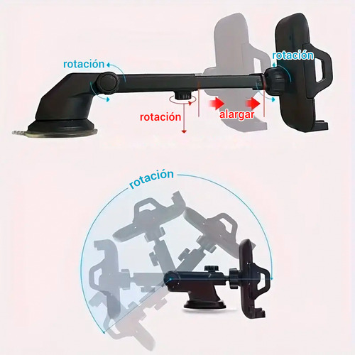 Soporte Para Celular Para Automóvil Ajustable Porta Celular Negro