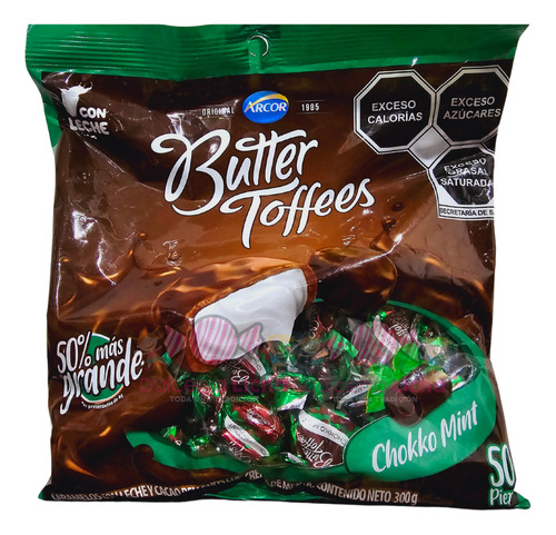 Caramelo Butter Toffees Choco Menta 50 Piezas Arcor