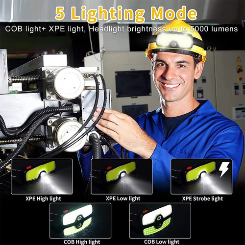 Faro Led Cob, 5 Modos, Luz, Carga Usb