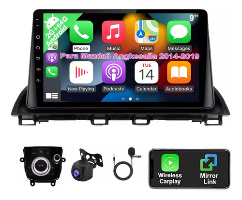 9 Autoestéreo 2+64g Carplay Para Mazda3 Angkesaila 2014-2019