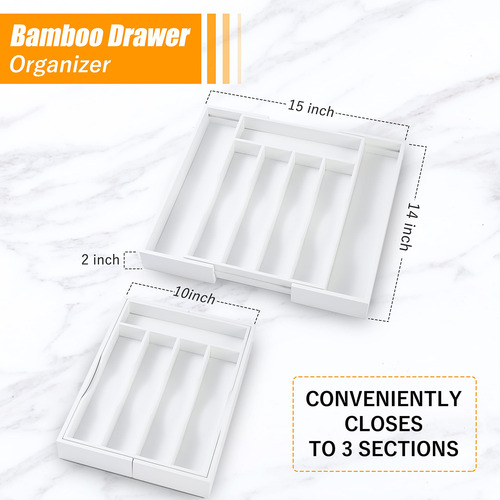 Organizador De Cubiertos Color Blanco Expandible Y Elegante