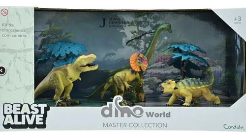 Dinossauro E Cenário Dino World 1103 Beast Alive Kit 4dino