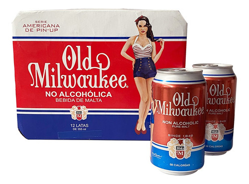 12 Pack Cerveza Old Milwaukee Sin Alcohol 355 Ml