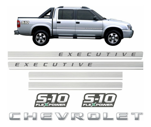 Faixa Adesivo Chevrolet S10 Executive Flex 2011 S10kit23 Cor Adesivo Prata Cor -