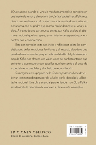 Carta al padre, de Kafka, Franz. Editorial Ediciones Obelisco, tapa blanda, edición 1 en español, 2025