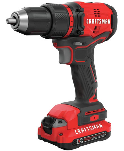 Craftsman V20 Set De Taladro Con Batería Y Cargador Color Negro Con Rojo