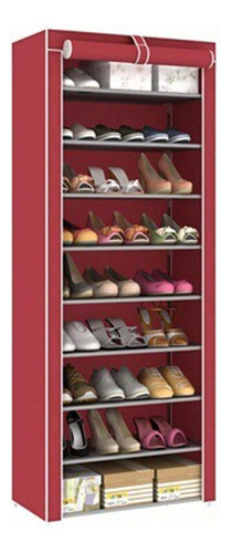 Económico Rack Metálico Zapatera Perchero Muebles,9 Casillas Color Burdeos