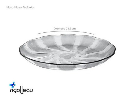 Imagen 2 de 3 de Plato Playo Vidrio Galaxia Flint Rigolleau / 12 Unidades