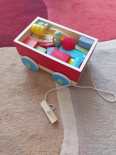 Carro De Arrastre Con Bloques Y Pegdolls De Tipo Montessori