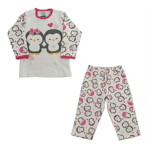 Imagem 1 de 1 de Pijama Infantil Menina Pinguim - Marfim - Piu Piu