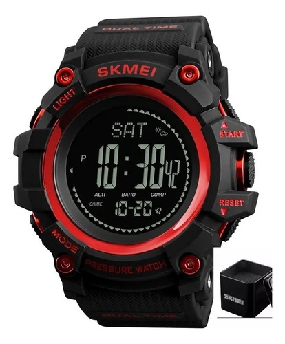Reloj pulsera digital Skmei 1358 con correa de poliuretano color negro - bisel negro/rojo