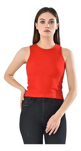 Polera Mujer Musculoso Rojo Sin Manga Talla Unica