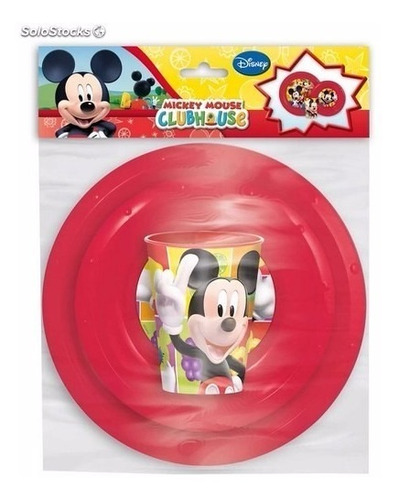 Vajilla 3 Piezas Plástico Mickey Mouse Frutas Para Niños