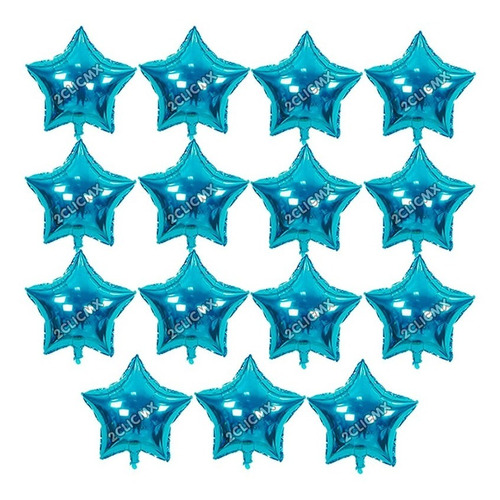 Globos Metalicos Estrella Azul Cielo 45 Cm Mayoreo 15 Pz