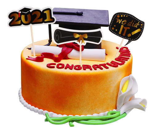 Gorro De Graduación Con Insertos For Tartas, 36 Unidades