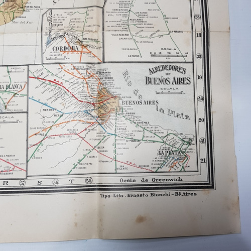 Antiguo Mapa Ferrocarril Argentimo 1922 Weber Mag 62099 (Usado)