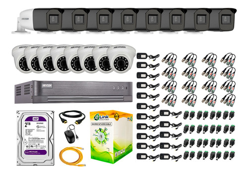 Cámaras Seguridad Kit 16 Hikvision Full Hd 2tb 40m Varifocal