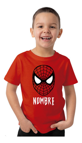 Remera Niño Algodon Mascara Hombre Araña Spiderman C/nombre 