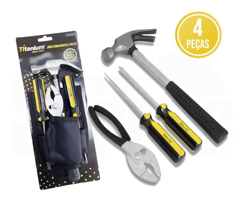 Imagem 1 de 4 de Kit Ferramentas Manuais 4 Peças + Bolsa Nylon 5493 Titanium