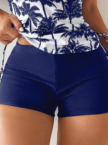 Traje De Baño Para Mujer Dos Piezas Bañador Tankini Dama Azul Floreado L