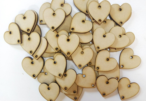 200 Corazones 2 Agujeritos Fibrofacil Mdf Borlas Atrapasueño