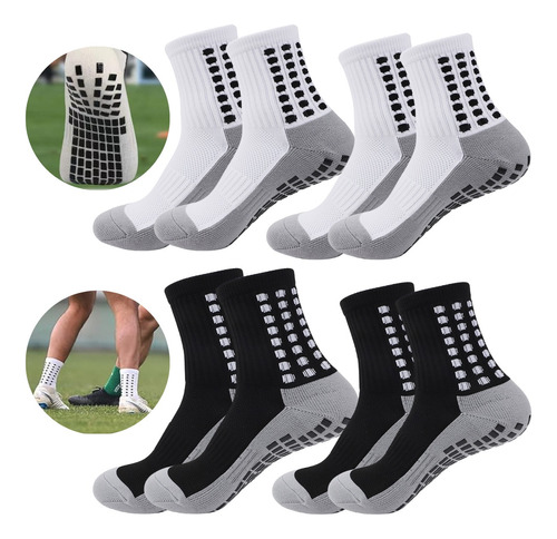 Set 4 Par Calceta Media Antideslizante Tipo Trusox Deporte F