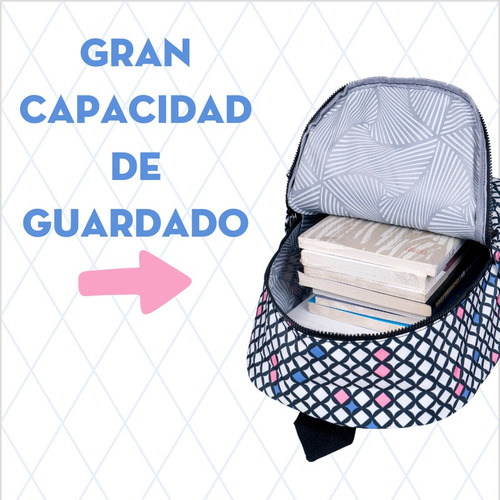 Set Mochila Escolar Duradera Mima2 Rombo Arcoíris 3 Pzs