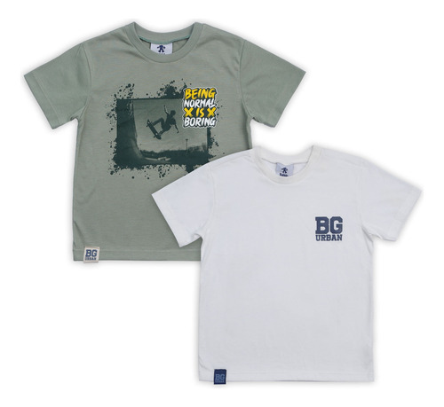 Camisetas Pack X 2 Verde-beige Bubblegummers Joel Niño