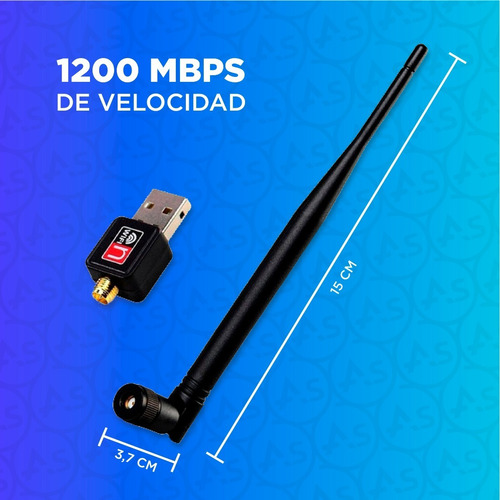 Imagen 6 de 10 de Antena Wifi Pc Notebook Usb 2.0 Wireless 1200mbps 802.11n