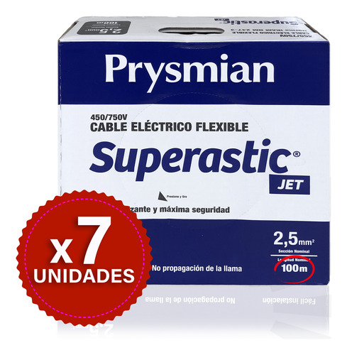 Cable 2.5mm Unipolar Superastic Pirelli Prysmian X700mts