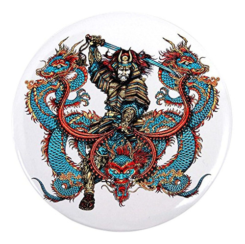 Royal Lion 2.25 Inch Button Japanese Samurai With Dragons