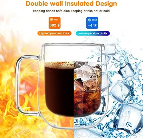 Etermeta - Juego De 2 Tazas De Café De Cristal Con Aislamien