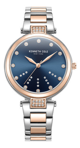 Reloj Mujer Kenneth Cole Kcwlg2237301 New York Color de la correa Plateado Color del bisel Rosa Color del fondo Azul