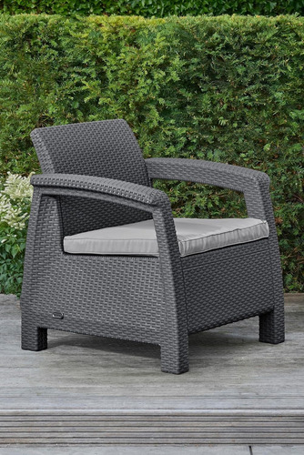 Sala De Jardín Keter Corfu Triple Set, 5 Asientos Con Mesa Estructura Gris oscuro