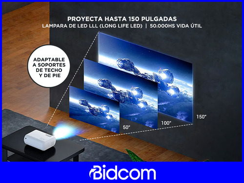 Proyector Gadnic 2500 L Portable Full Hd Hdmi Usb Notebook Color Blanco/Negro