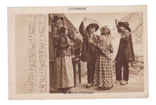 Antigua Postal La Bourree D'auvergne Danzas Francia Vintage