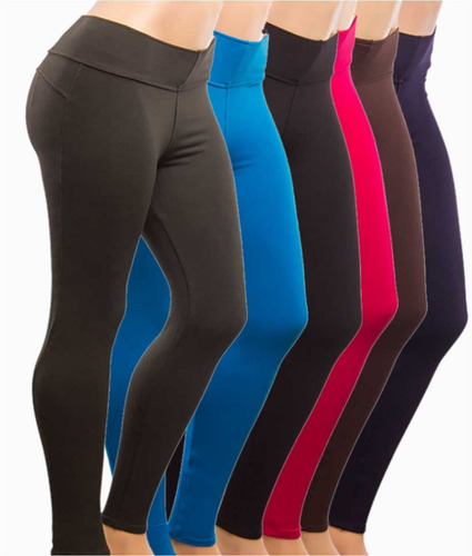 Imagen 2 de 6 de Leggins 100% Algodon Pretina Ancha Levanta Pompis