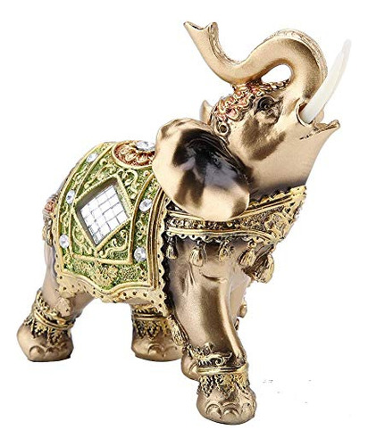 Lucky Feng Shui Green Elephant Statue Sculpture Wealth Figur
