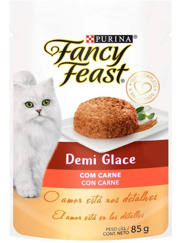 Alimento Fancy Feast Para Gato Adulto Demi Glace Carne Em Sachê De 85g