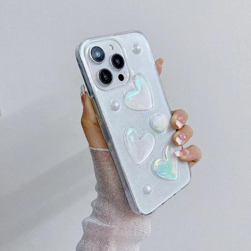 Capa Tpu Com Padrão 3d De Coração Para iPhone 16e
