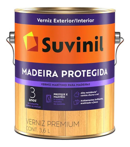 Verniz Suvinil Maritimo Madeira Protegida Fosco 3,6l